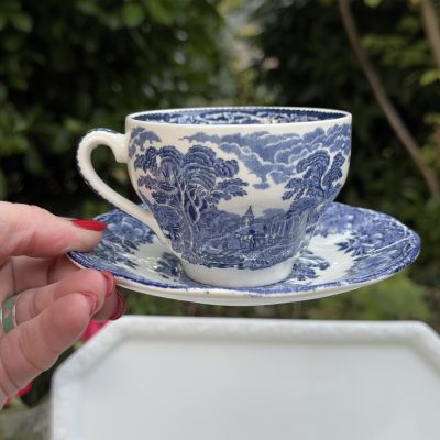 Чайная пара Enoch Wedgwood Woodland 200 мл синий Англия ironstone