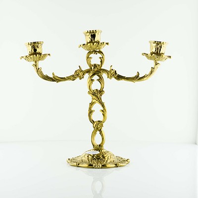 Подсвечник на 3 свечи латунь цветочные узоры