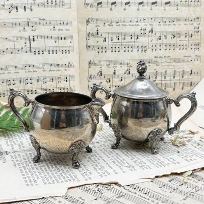 Набор сахарница и молочник Leonard мельхиор серебрение Франция