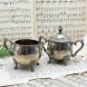 Набор сахарница и молочник Leonard мельхиор серебрение Франция
