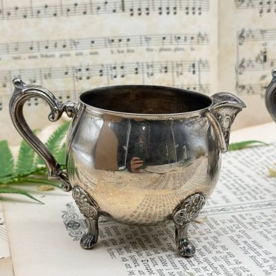 Набор сахарница и молочник Leonard мельхиор серебрение Франция