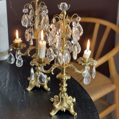 Подсвечник Жирандоль бронза с хрустальными подвесками