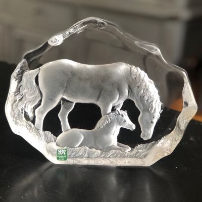 Статуэтка Лошадь и жеребенок 20 см хрусталь maleros