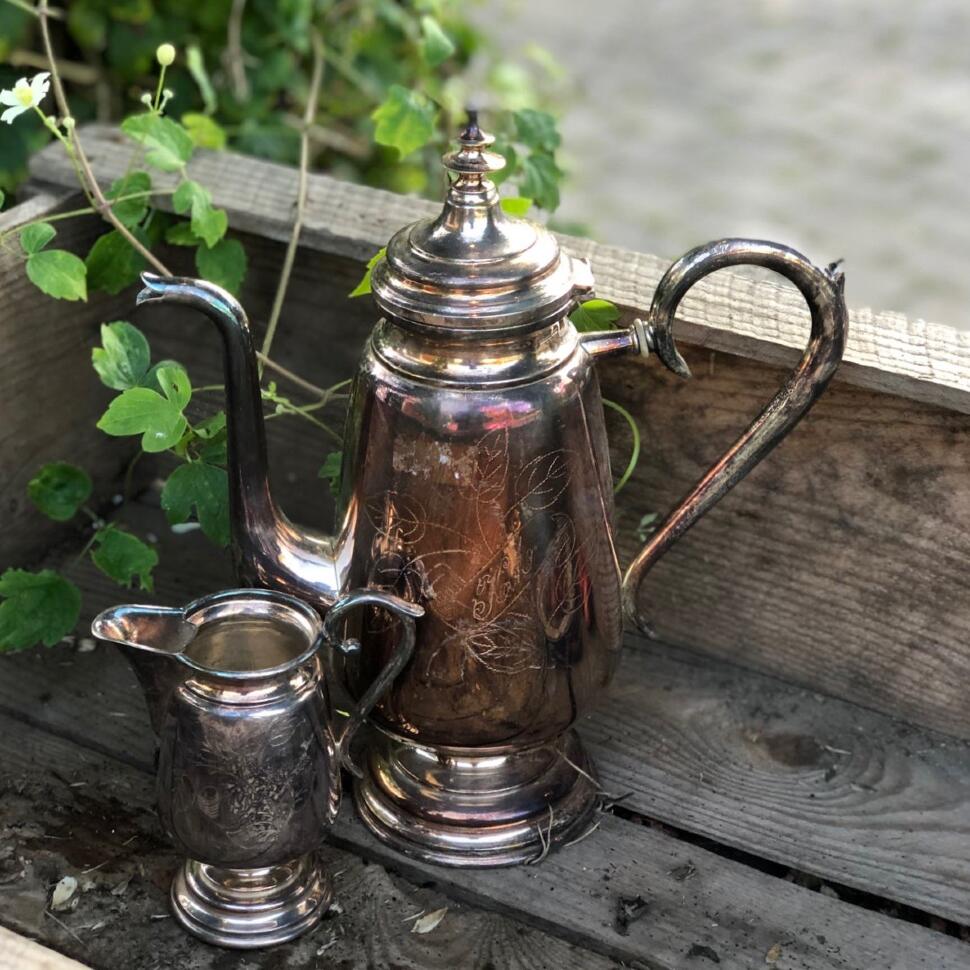 Кофейник и молочник набор из 2-х шт мельхиор