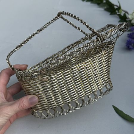 Корзина подставка для бутылки 24 см мельхиор Франция