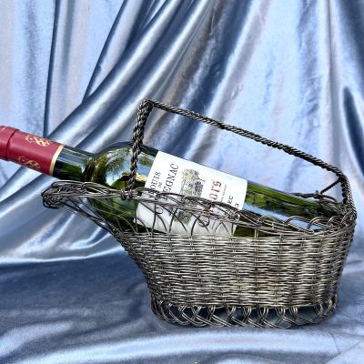 Корзина подставка для бутылки 24 см мельхиор Франция