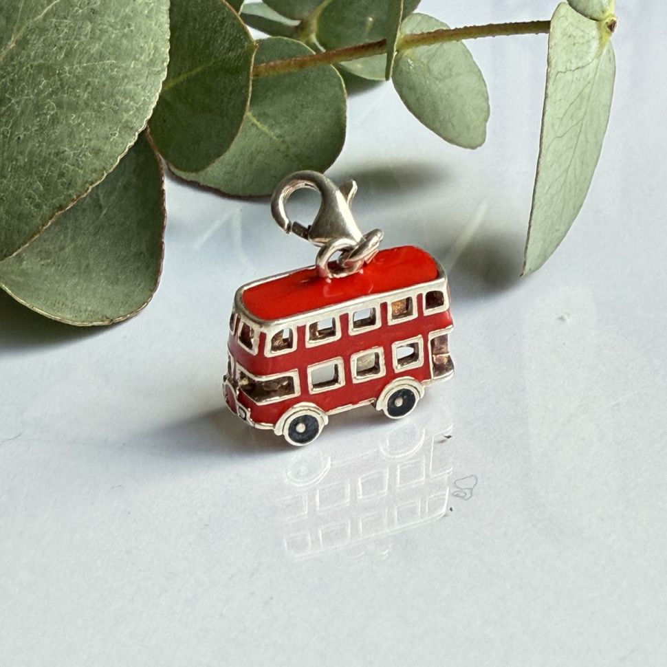 Подвеска шарм Автобус 2 см в стиле Thomas Sabo 925