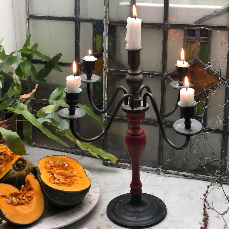 Подсвечник канделябр 35 см дерево металл