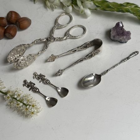 Щипцы ножницы для закусок Роза 12 см серебро