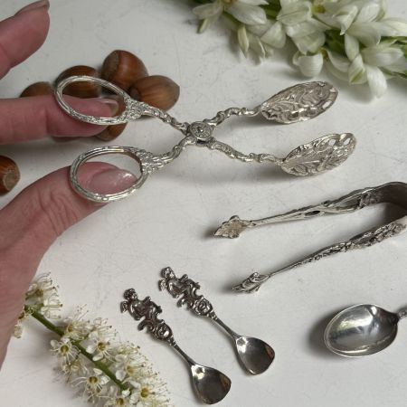 Щипцы ножницы для закусок Роза 12 см серебро