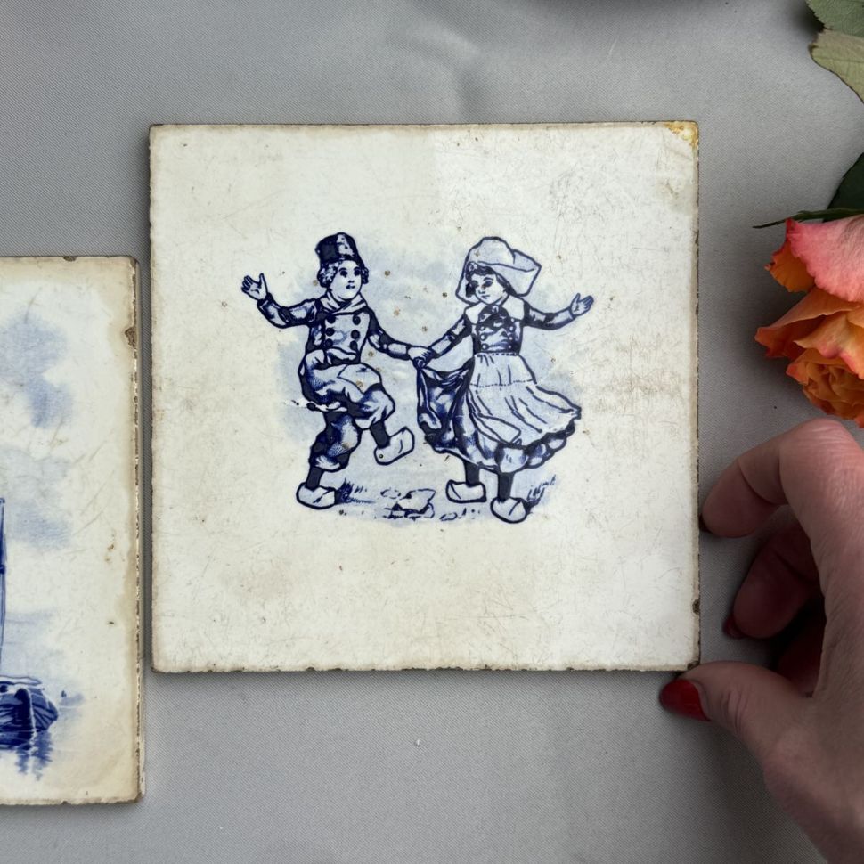 Плитка изразец Delft 15х15 см Голландия старинная 
