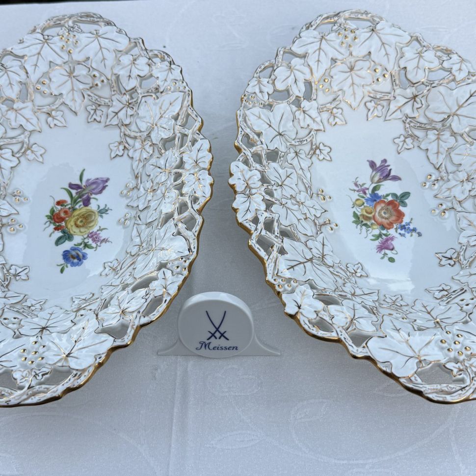 Блюдо Meissen 33 см Мейсенский букет 1984 г Германия