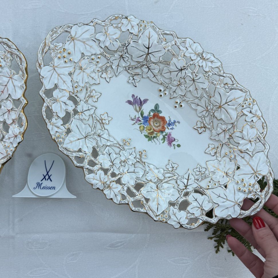 Блюдо Meissen 33 см Мейсенский букет 1984 г Германия