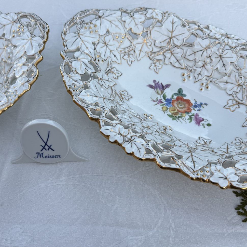 Блюдо Meissen 33 см Мейсенский букет 1984 г Германия