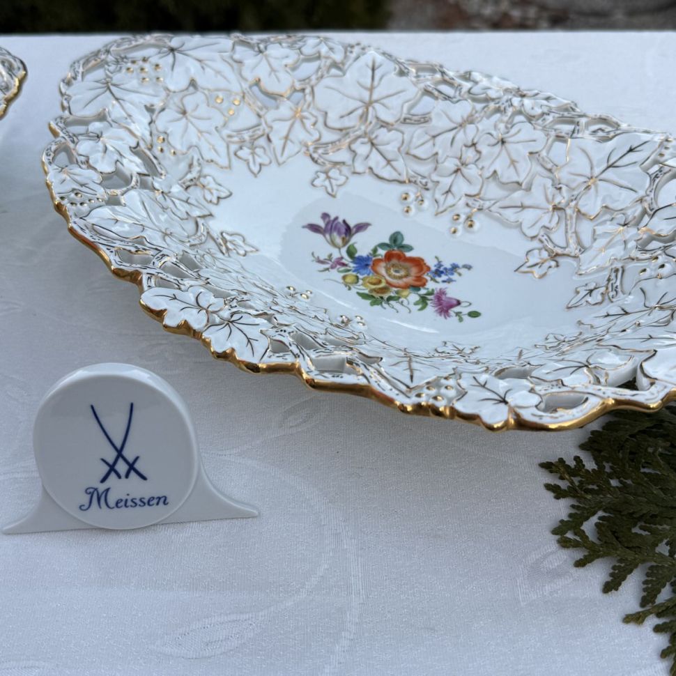 Блюдо Meissen 33 см Мейсенский букет 1984 г Германия