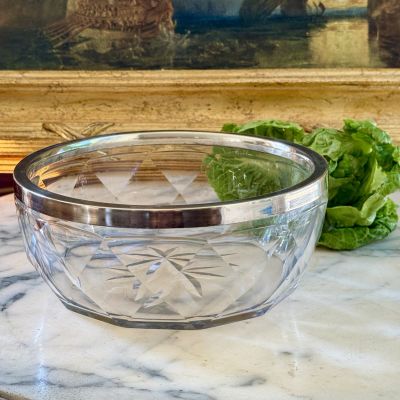 Салатник с кантом 19 см хрусталь серебрение Франция  