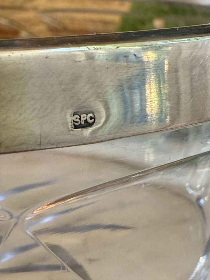 Салатник с кантом 19 см хрусталь серебрение Франция  