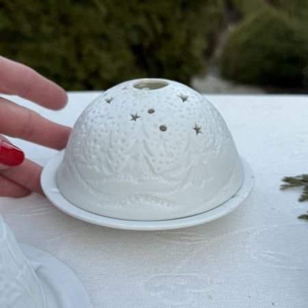 Подсвечник клош Зимний пейзаж 12 см бисквитный фарфор Германия            