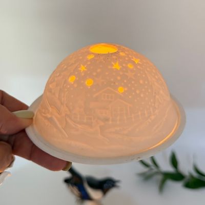 Подсвечник клош Зимний пейзаж 12 см бисквитный фарфор Германия