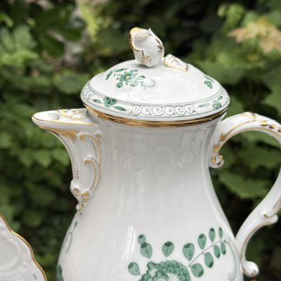 Кофейник чайник Meissen Индийская живопись​ зеленая 1,3 л 1951 г. Германия
