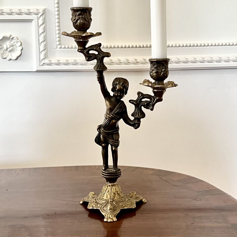 Подсвечник на две свечи 30 см регюль бронза Франция  