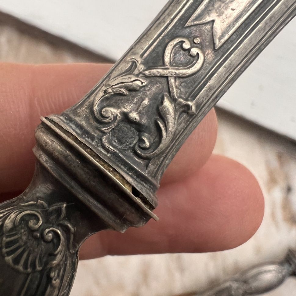 Ложка и вилка набор сервировочный 28 см серебро Франция