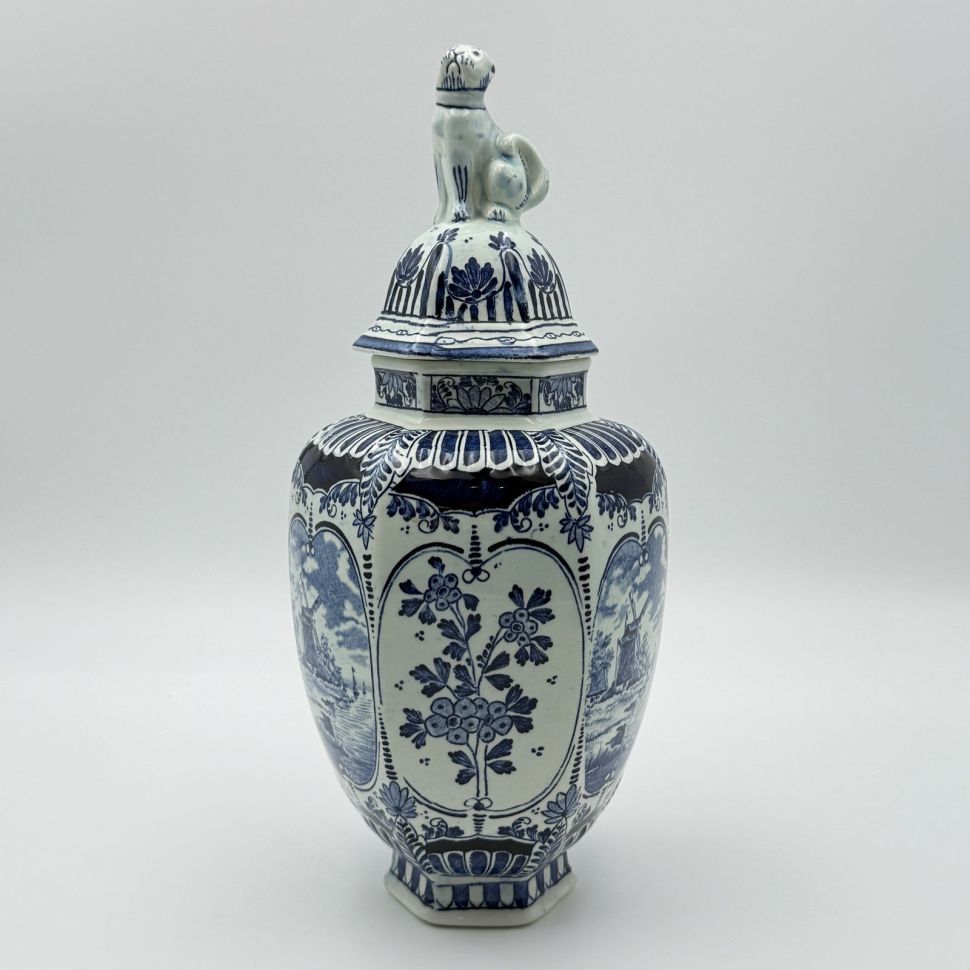 Ваза чайница с крышкой 1910 г Royal Sphinx Delfts 35 см Голландия