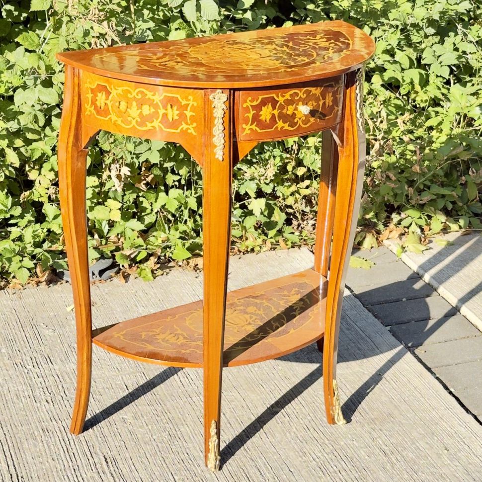 Стол консоль в дворцовом стиле  65х73 см дерево маркетри