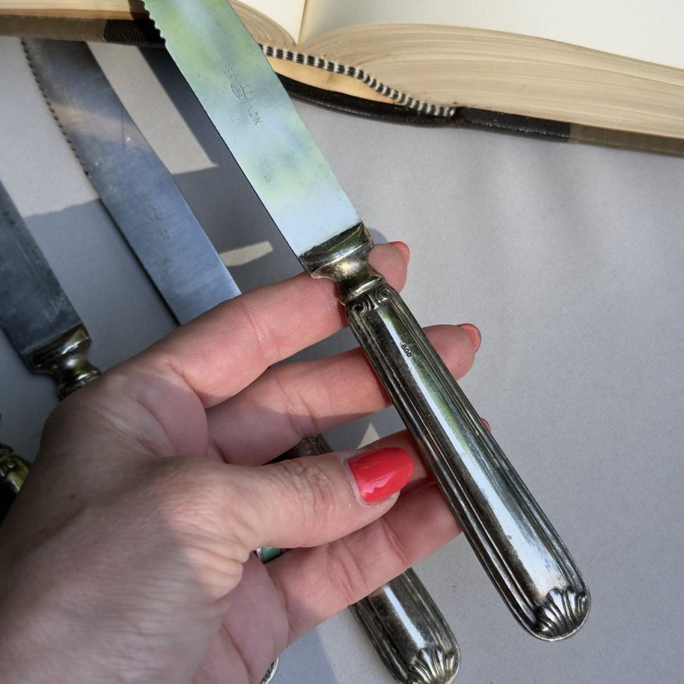 Нож столовый 23 см серебрение Италия