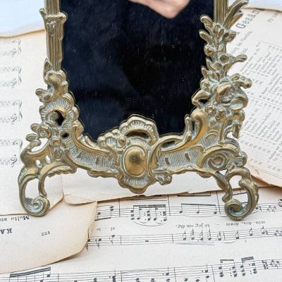 Зеркало настольное в раме для фото Ренессанс 23х17 см латунь