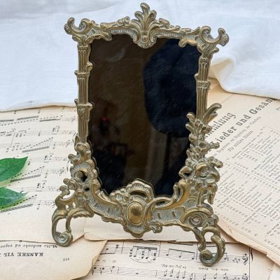 Зеркало настольное в раме для фото Ренессанс 23х17 см латунь