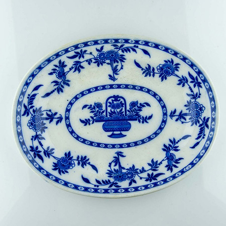 Блюдо с синим узором Mintons мотивы Delft England
