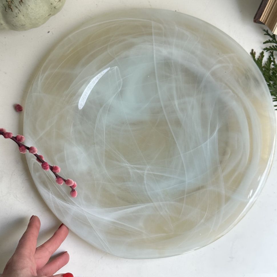 Блюдо 32 см дизайнерское опаловое стекло