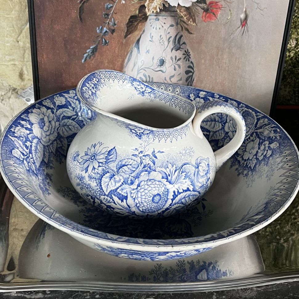 Набор для умывания Jardiniere кувшин и таз Франция 100 лет