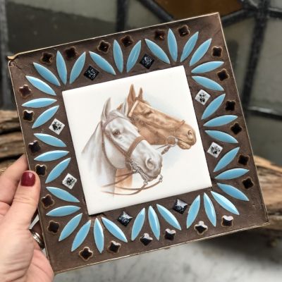 Панно керамика фарфор металл Лошади