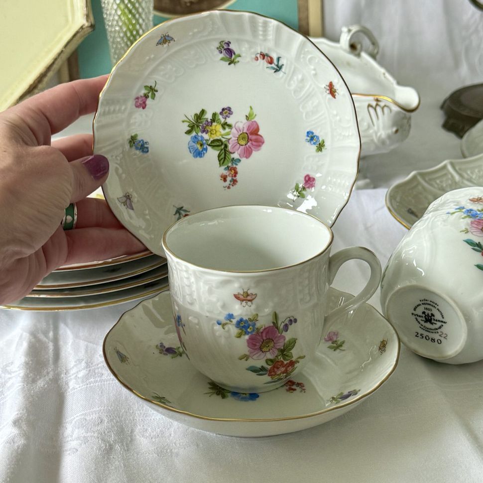 Чайник ​Pirken Hammer Мейсенский букет 1,2 л ручная роспись Чехословакия