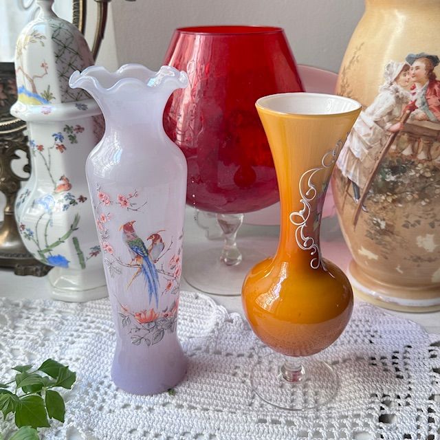 Ваза Попугаи 24 см цветное стекло