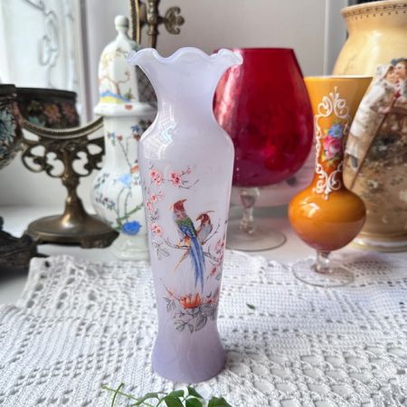 Ваза Попугаи 24 см цветное стекло 