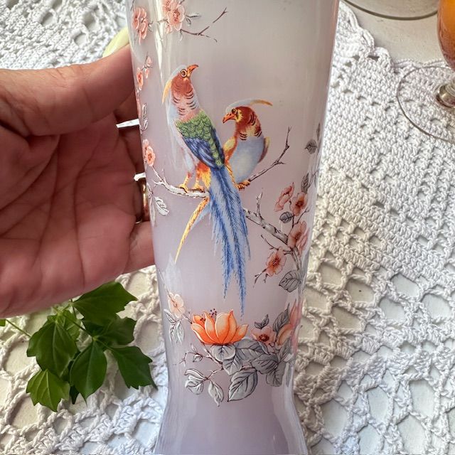 Ваза Попугаи 24 см цветное стекло