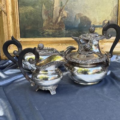 Чайник кофейник сахарница молочник набор 4 предмета Gandais Palais Royal серебрение Франция