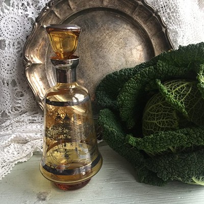 Графин из Венецианского стекла с узором серебром