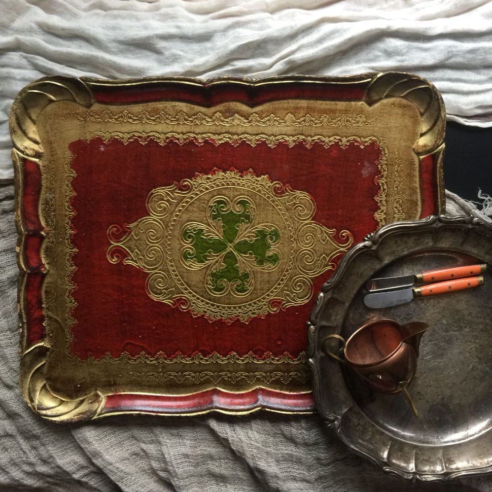 Флорентийский поднос ручная работа дерево 47х37 см