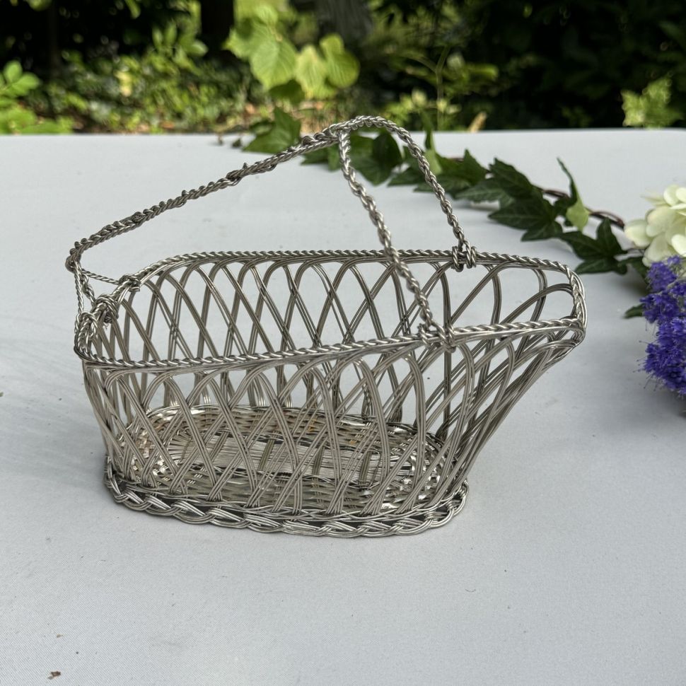 Корзина подставка для бутылки 21 см мельхиор Франция