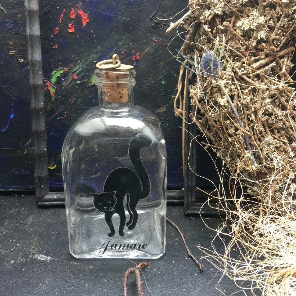 Бутыль с рисунком средняя Кошка