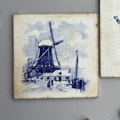 Плитка изразец Delft Мельница 15х15 см Голландия старинная  