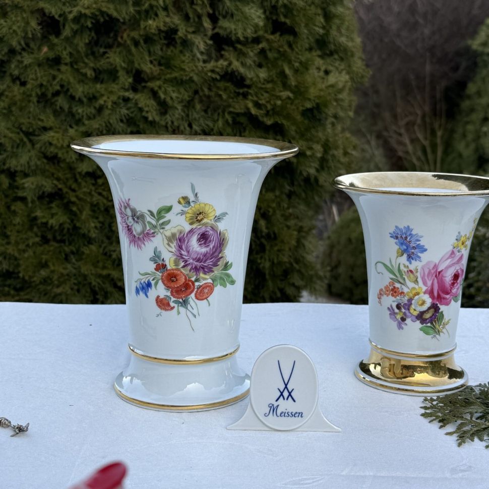 Ваза Meissen 19 см Мейсенский букет 1924-1934 гг Германия ручная роспись