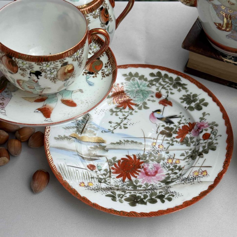 Чайная пара Танцующие гейши 180 мл фарфор Япония   