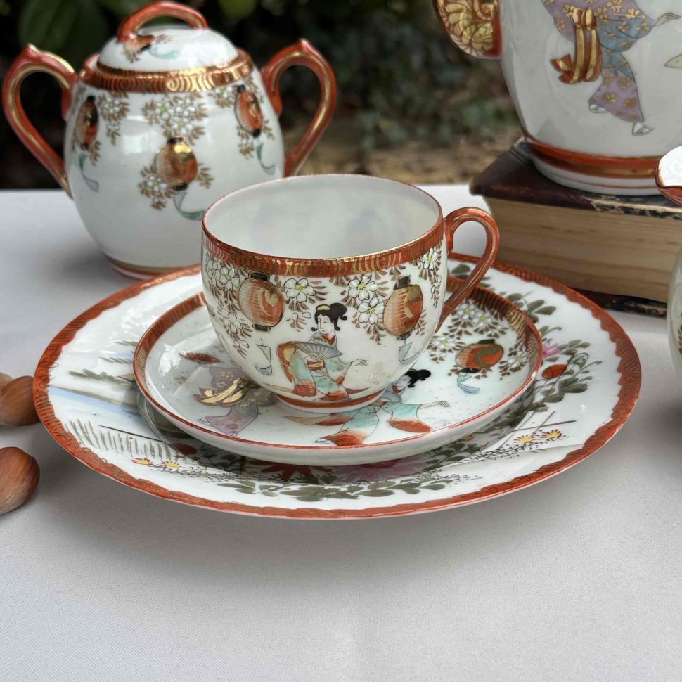 Чайная пара Танцующие гейши 180 мл фарфор Япония   