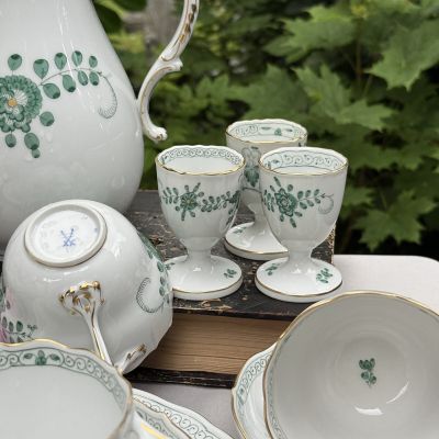 Подставка под яйцо Meissen Индийская живопись​ зеленая 1951 г. Германия