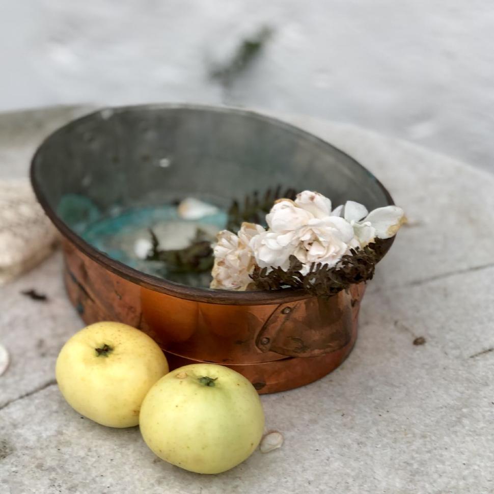 Кашпо овальное медь